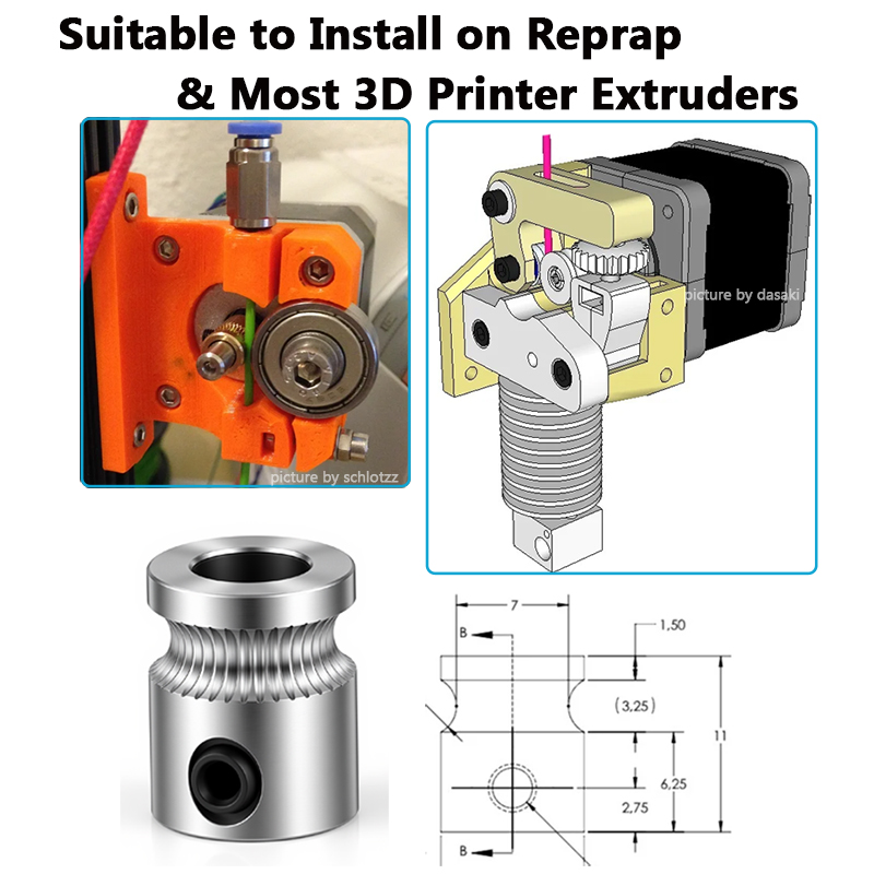 1PC MK8 Drive Gear for 1.75mm  - Direct Drive Extruder recension och pris