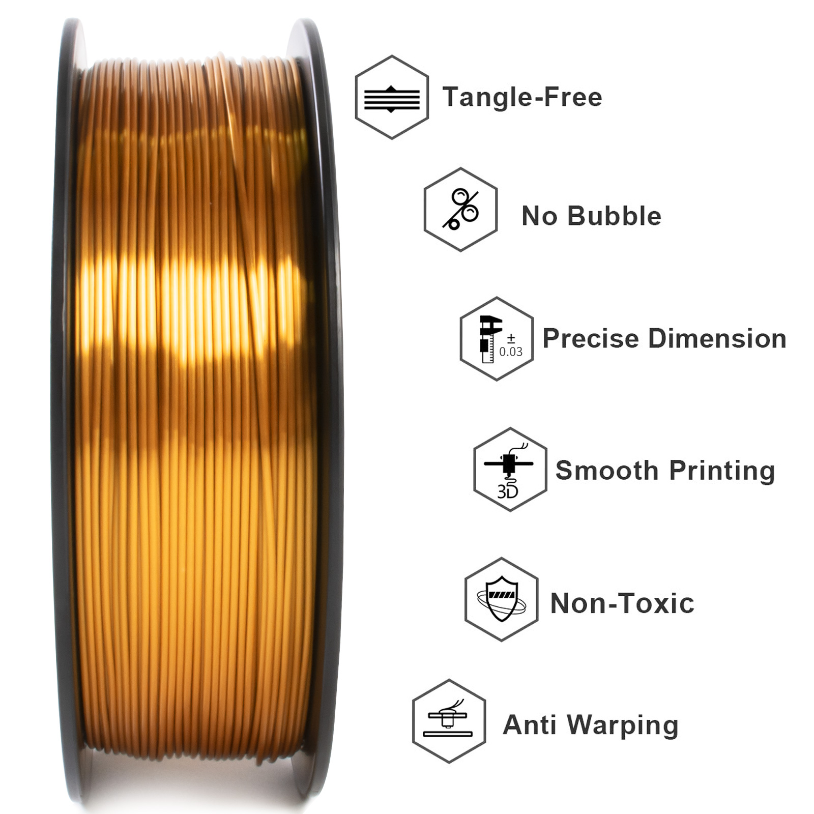 GEEETECH 5Rolls 3D Silk PLA Fi - Filament 1.75 recension och pris