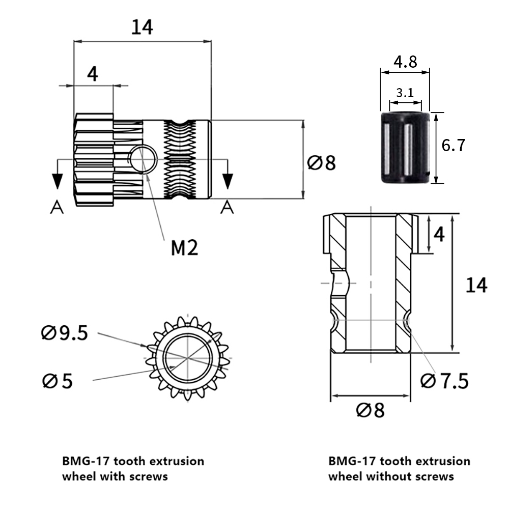 1Set Hardened Dual Drive Gears - Direct Drive Extruder recension och pris